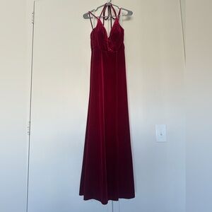 Azazie Sora Burgundy Velvet Gown
